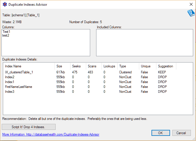 DupeIndexesAdvisor2