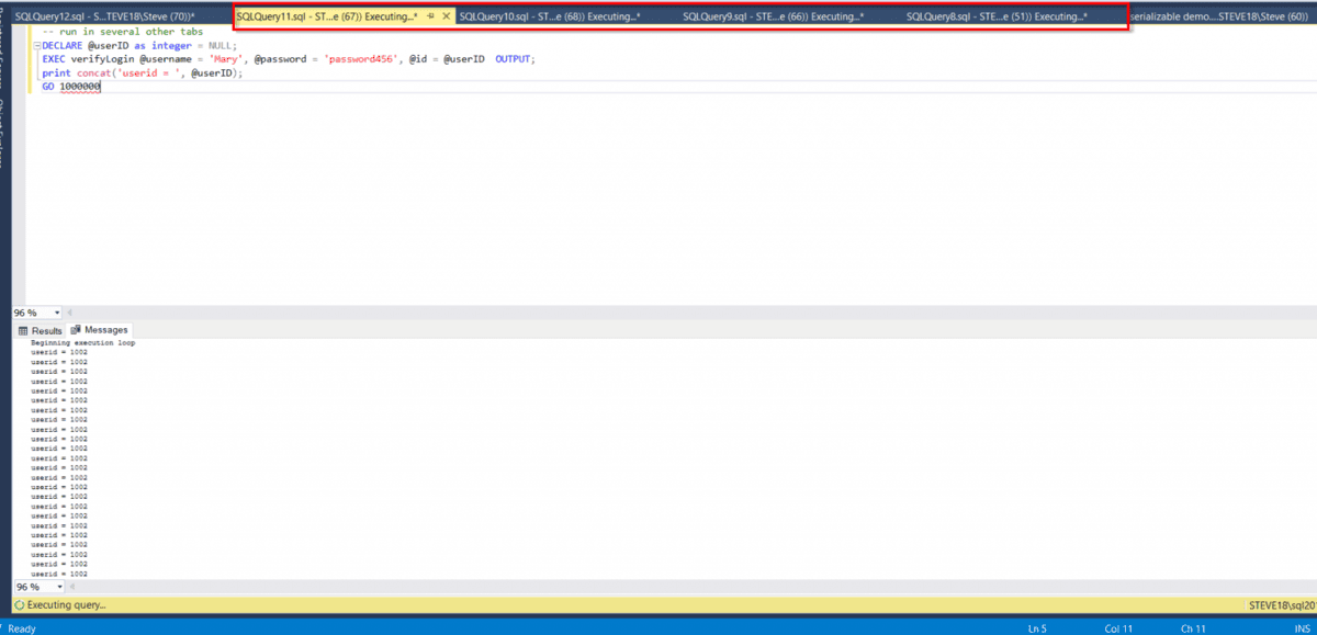 SERIALIZABLE ISOLATION LEVEL Database Health Monitor