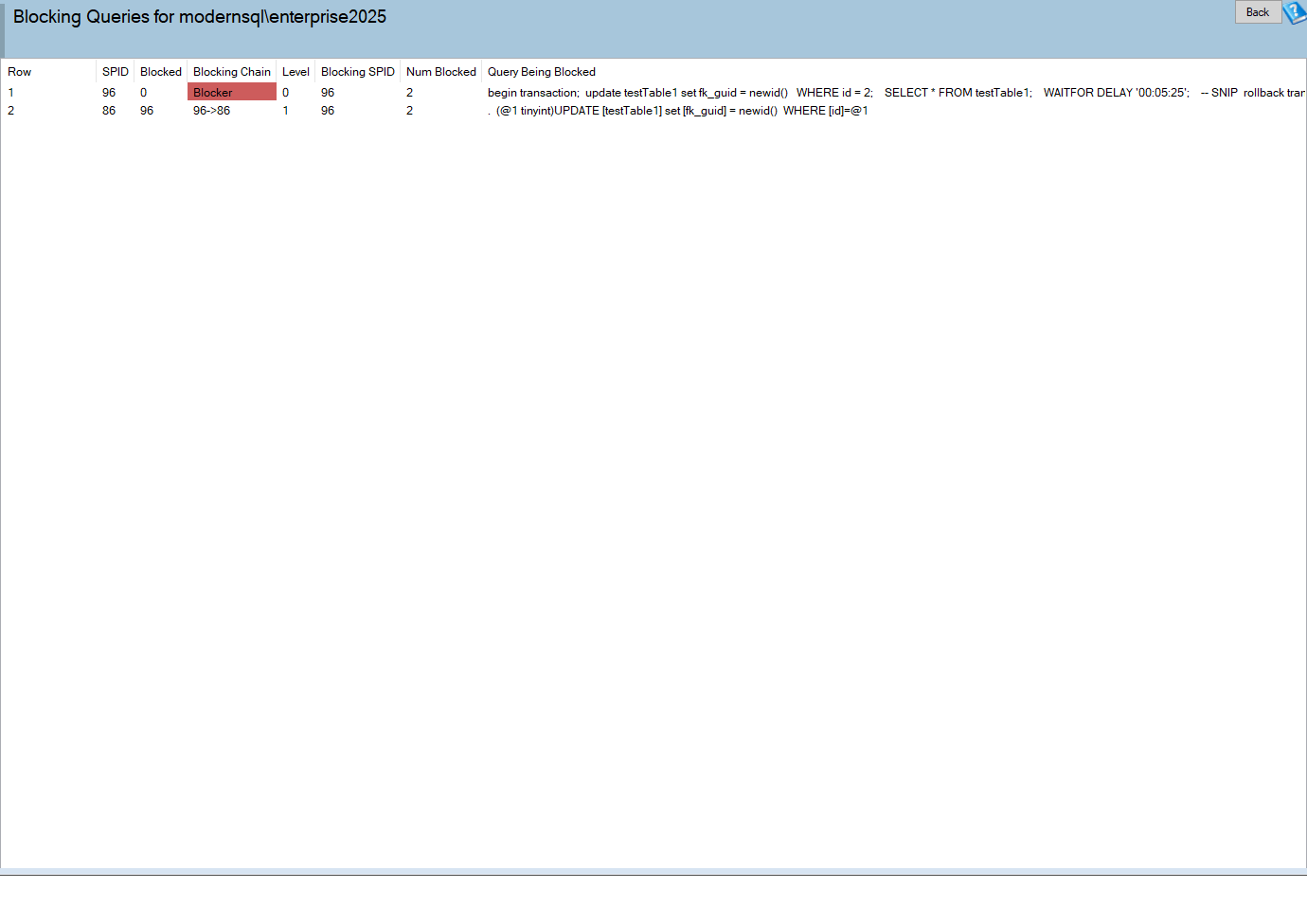 The Blocking Queries report