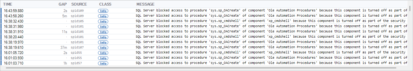 The error log grid