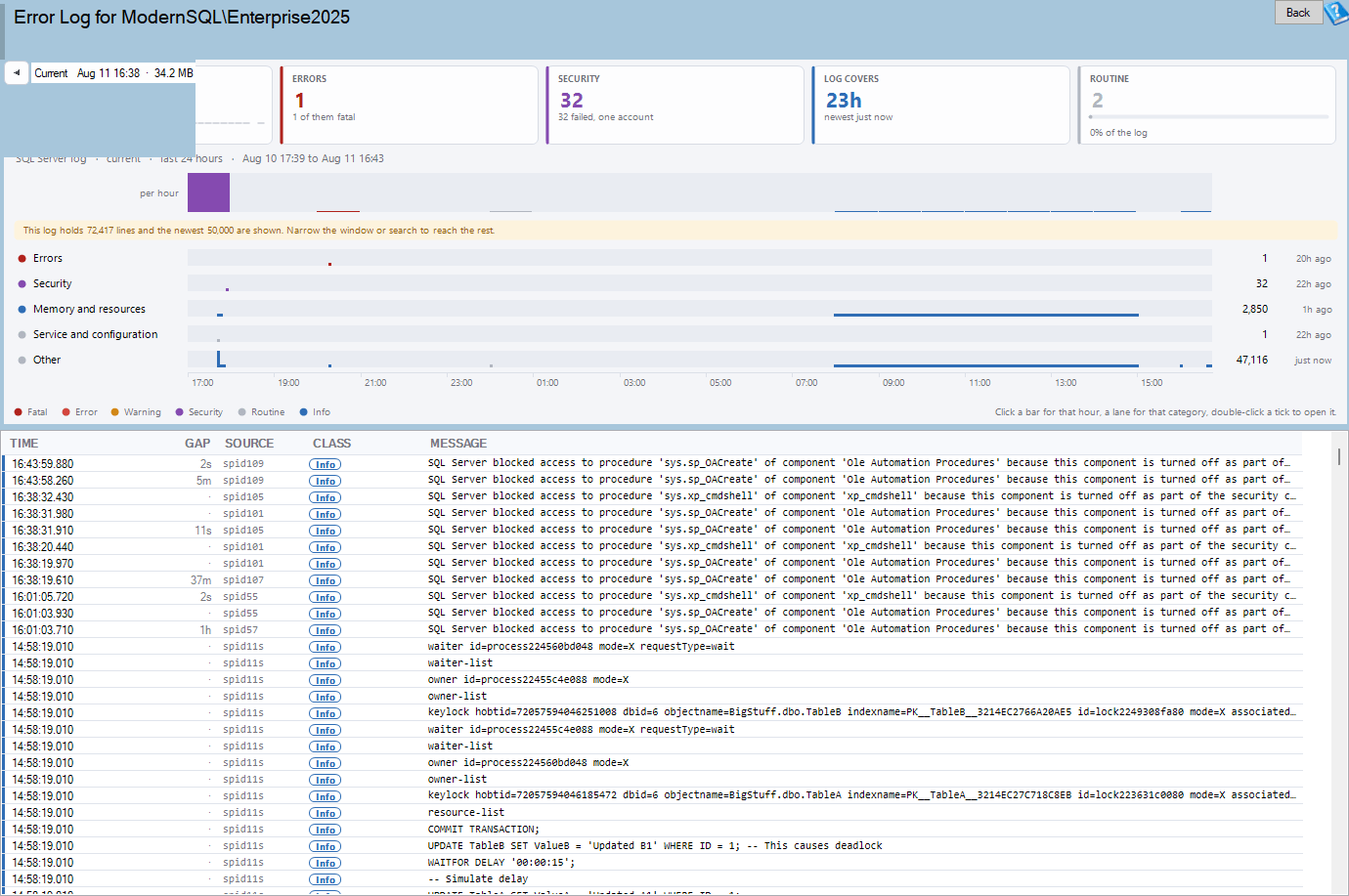 The Error Log report