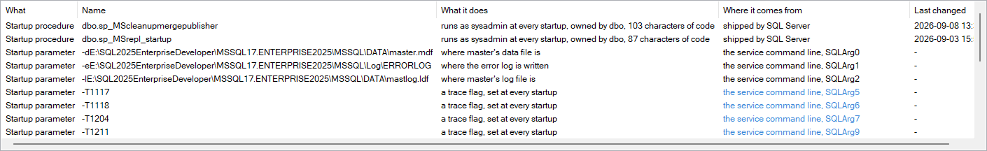 The grid: procedures, startup parameters and the trace flags they set