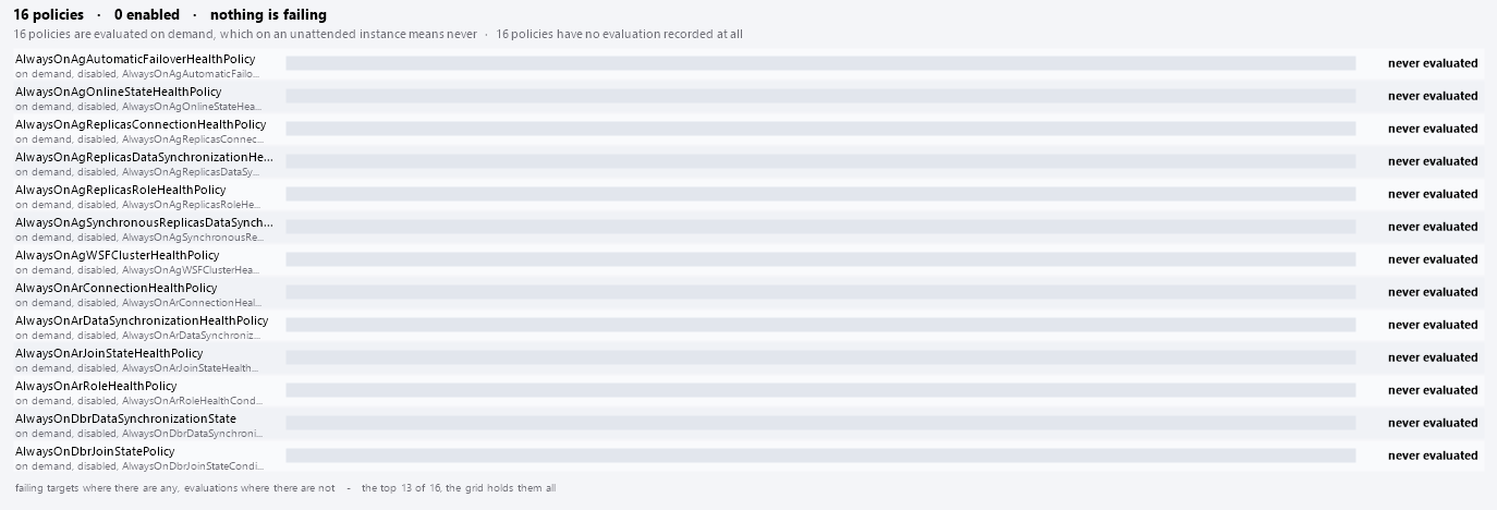 The bars: failing targets where there are any, evaluations where there are not
