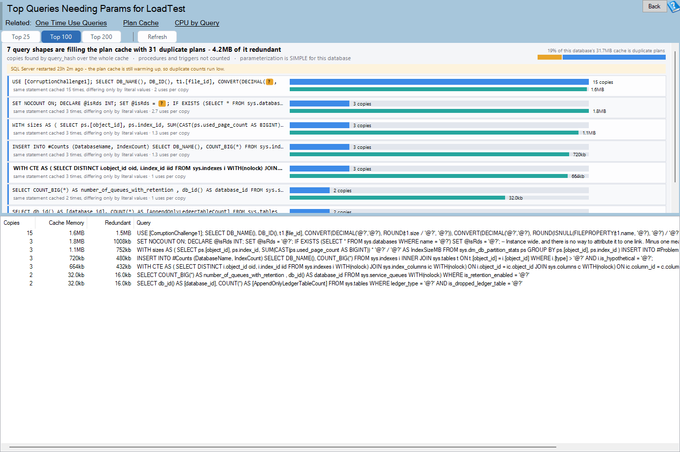 The Top Queries Needing Params report