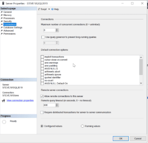 Remote Query Timeout setting in SSMS