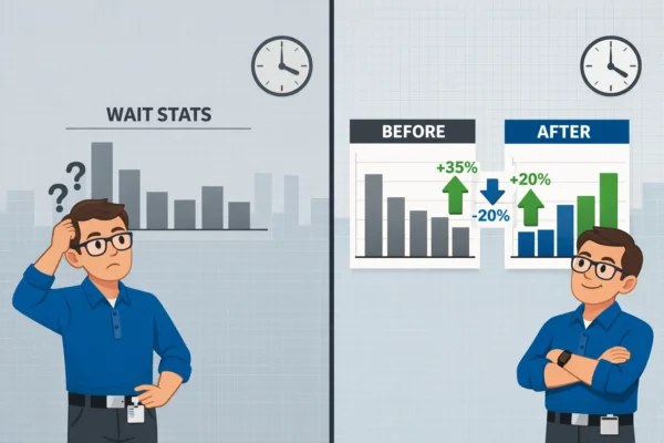 Comparison of single snapshot versus delta analysis for SQL Server wait statistics monitoring