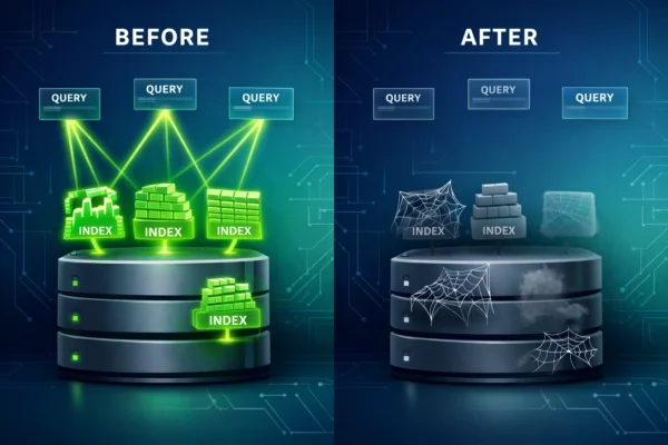 Comparison of active SQL Server indexes versus unused indexes impacting database performance