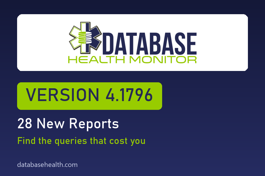 Database Health Monitor 4.1796: 28 New Reports for Finding the Queries That Cost You